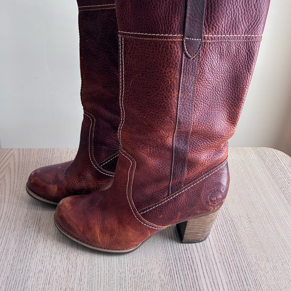 Timberland Rustic Brown Mid-Calf Heeled Western Boots - Picture 9 of 10